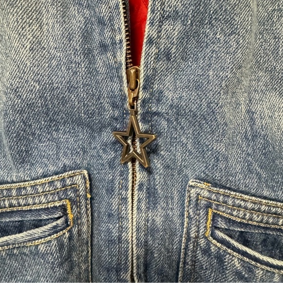 Vintage Y2K Tommy Jeans Hilfiger Denim Faux Sherpa Jacket Blue Jean Retro XS - Picture 6 of 9